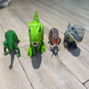 Dinosaur Toy Set - Green, Red, Gray